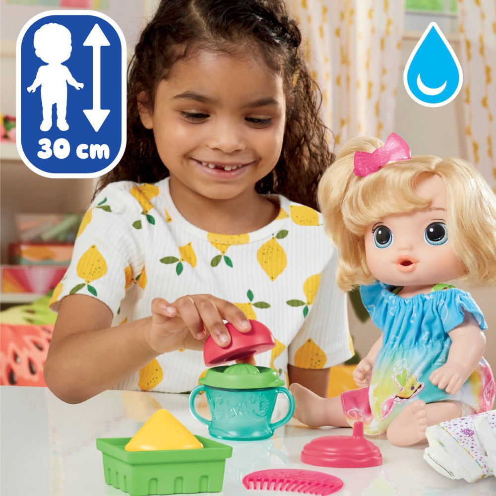 Baby Alive Fruity Sips — muñeca rubia con accesorios