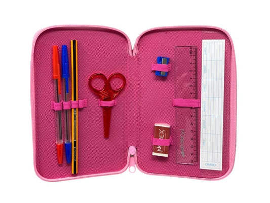 Estuche de 3 pisos Princesas Disney — interior y material incluido