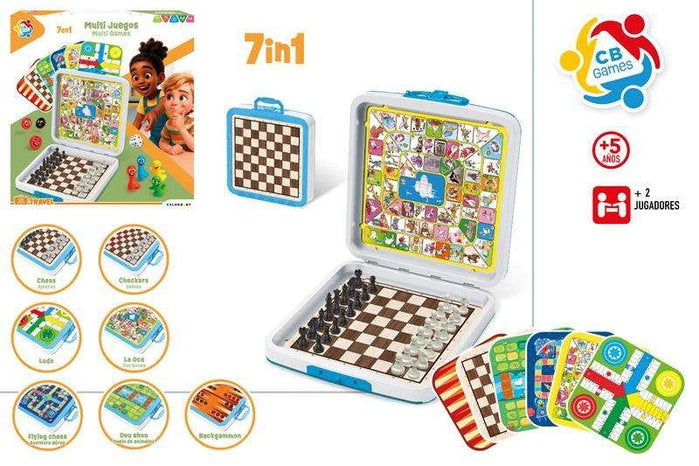 Maletín con 7 juegos de mesa clásicos