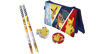 Set de papelería con estuche triple Pokémon