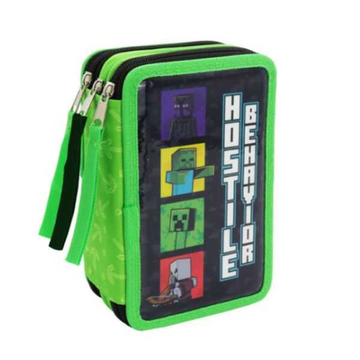 Estuche de 3 pisos con material Minecraft Hostile