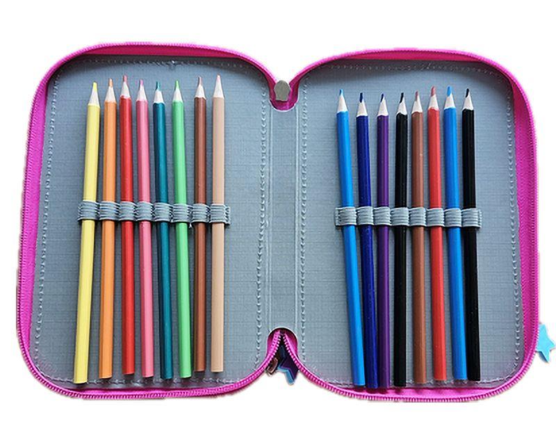 Estuche de 3 pisos Stitch Smile — interior y material incluido