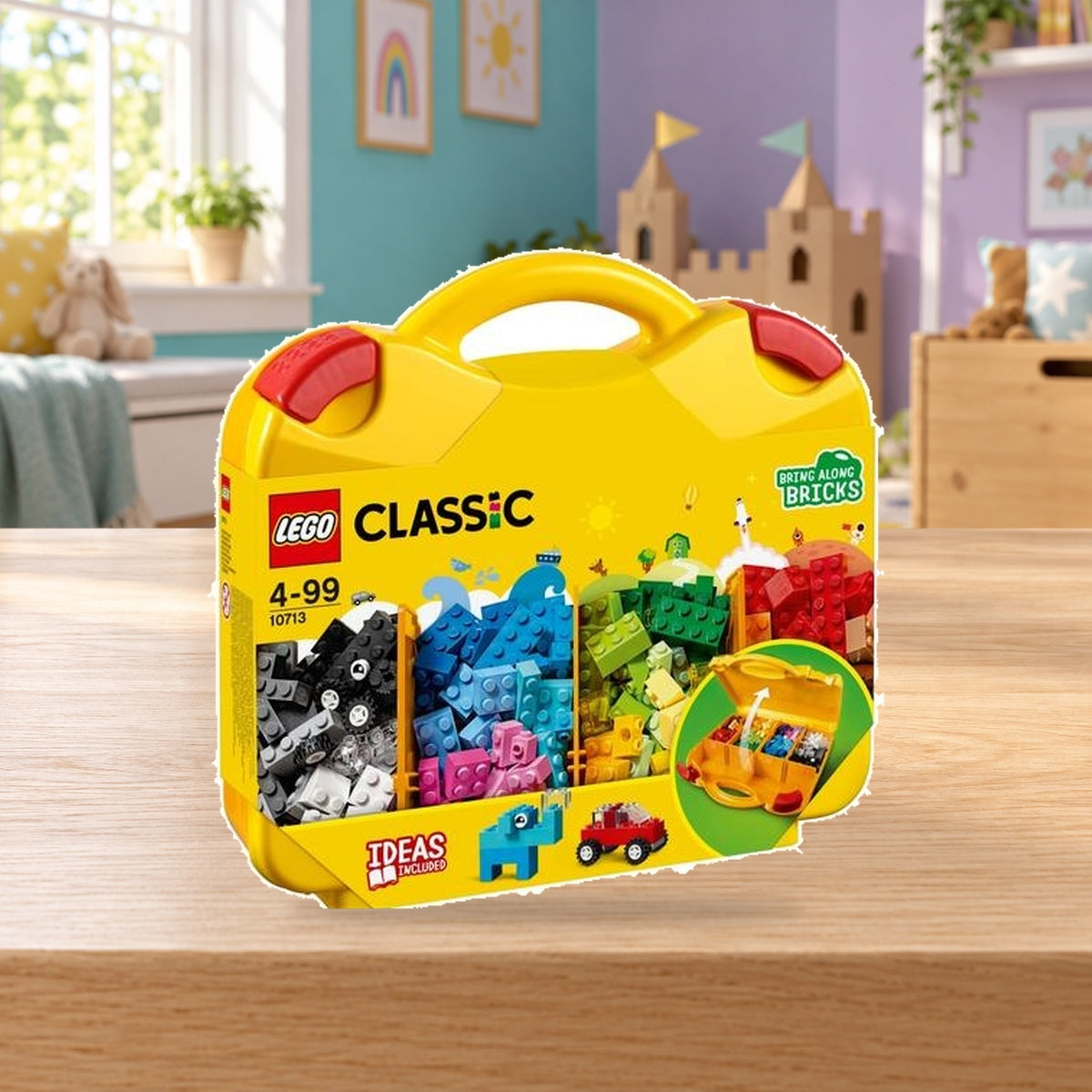 Composición de ambiente con fotografía original: LEGO Classic – Maletín creativo (10713)
