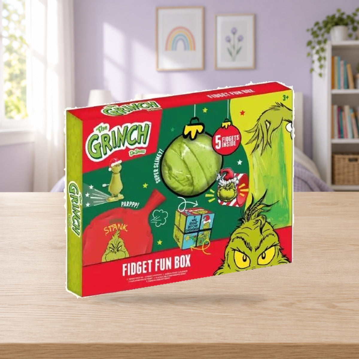 Composición de ambiente con fotografía original: Fidget Fun Box El Grinch
