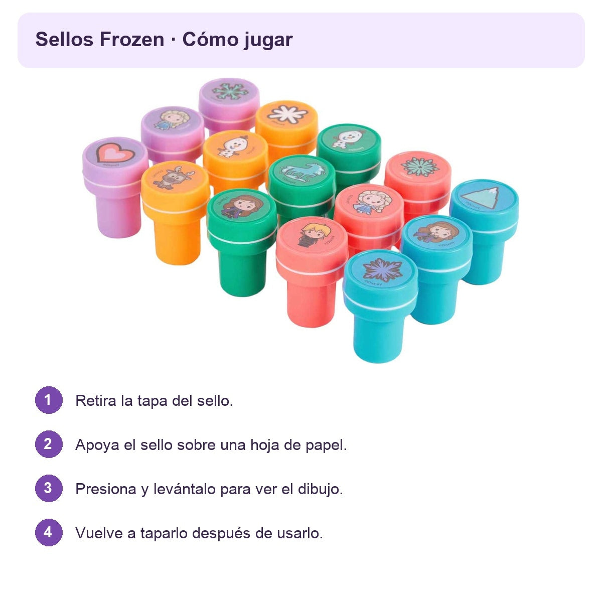 Guía visual de uso con cuatro pasos en español
