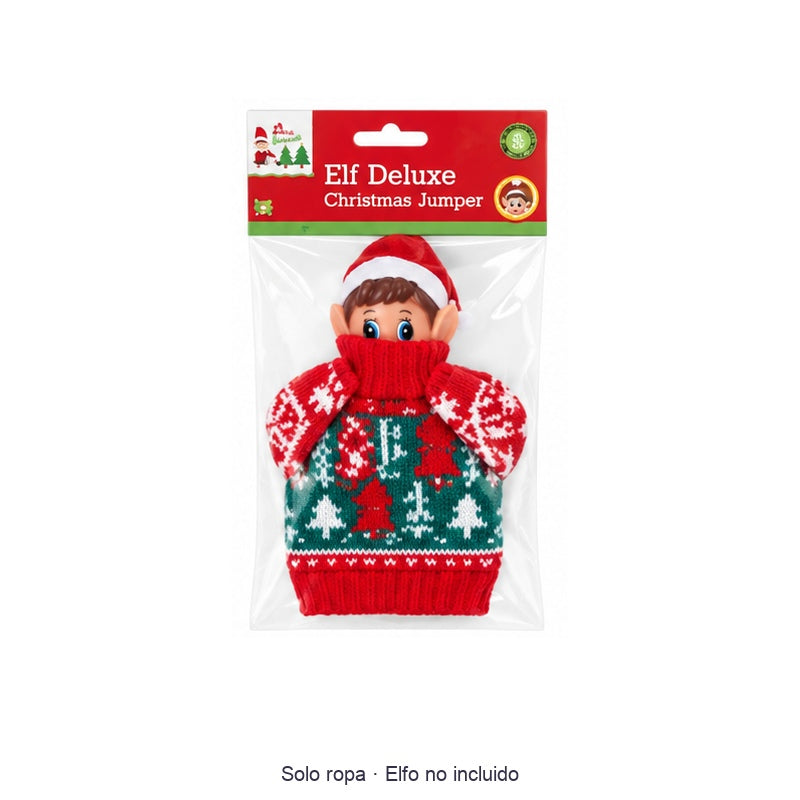 Jersey Diseño navideño (verde y rojo) — imagen restaurada; elfo no incluido