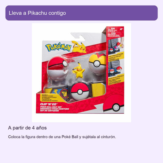 Pokémon Clip ’N’ Go: cinturón con Pikachu y dos Poké Balls