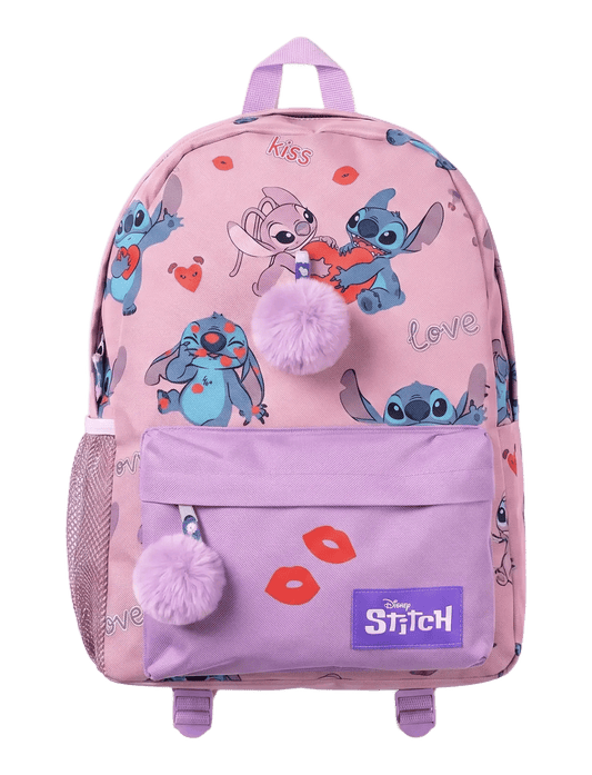 Mochila Stitch rosa con pompones – vista frontal