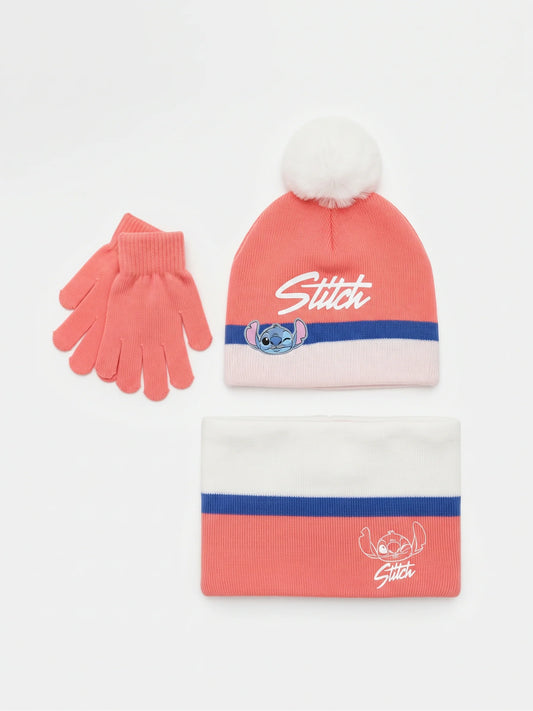 Conjunto de invierno Stitch: gorro, braga de cuello y guantes