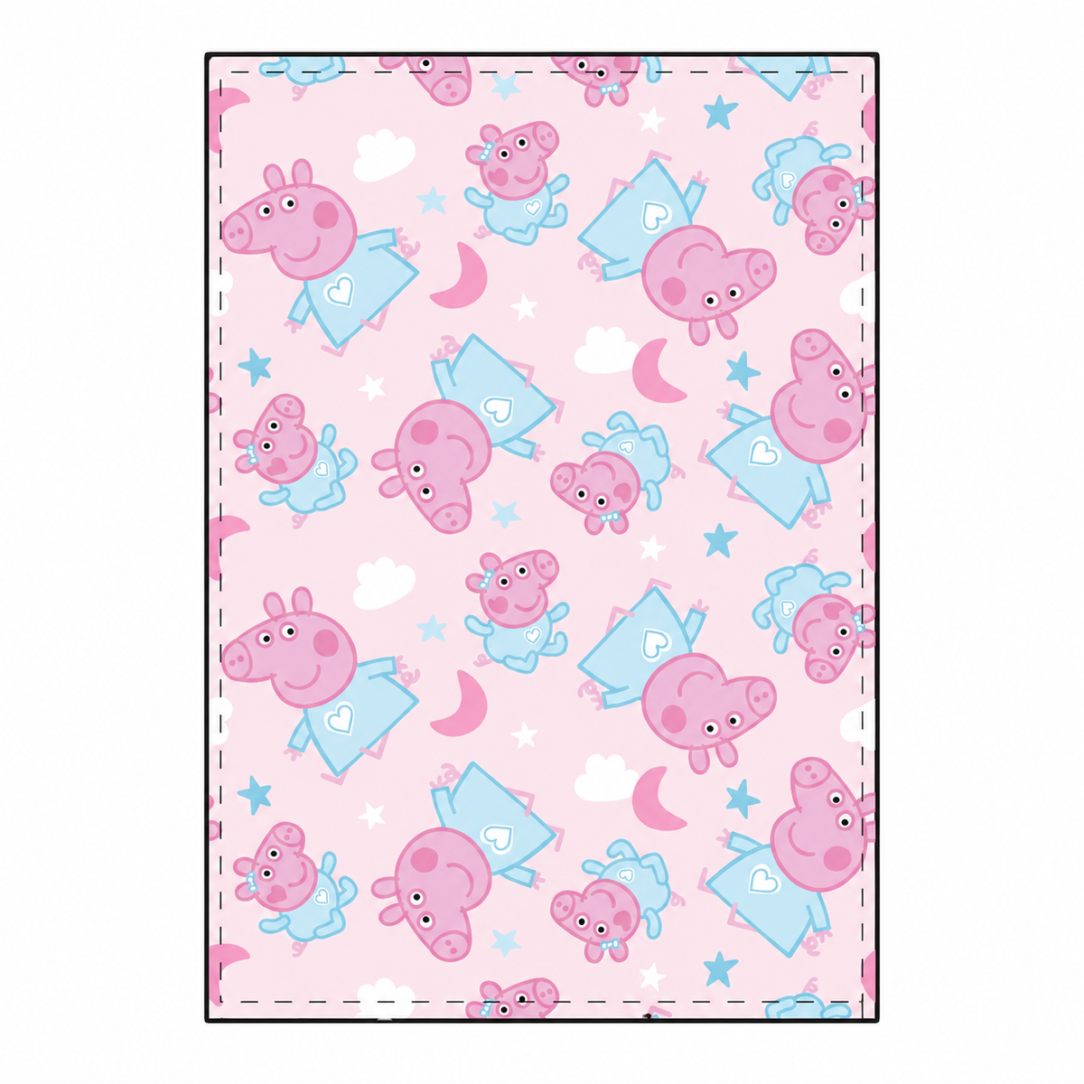 Manta coralina Peppa Pig rosa de 100 × 140 cm, estampado de personajes y estrellas