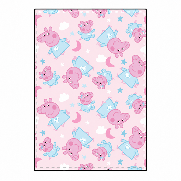 Manta coralina Peppa Pig rosa de 100 × 140 cm, estampado de personajes y estrellas