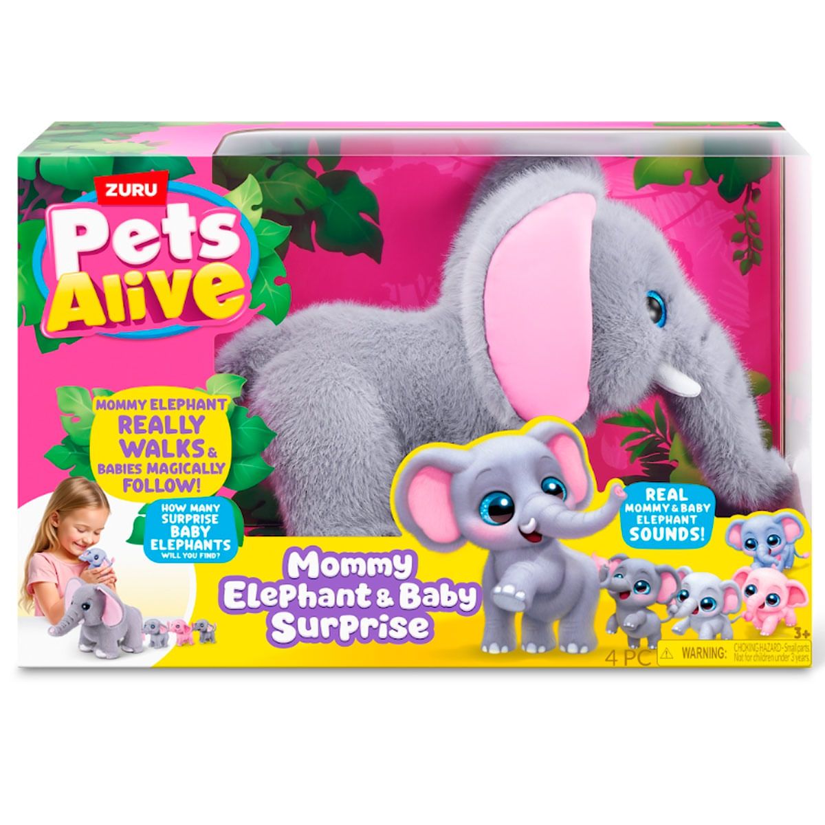 Pets Alive – Mamá elefante y sus bebés – vista y contenido