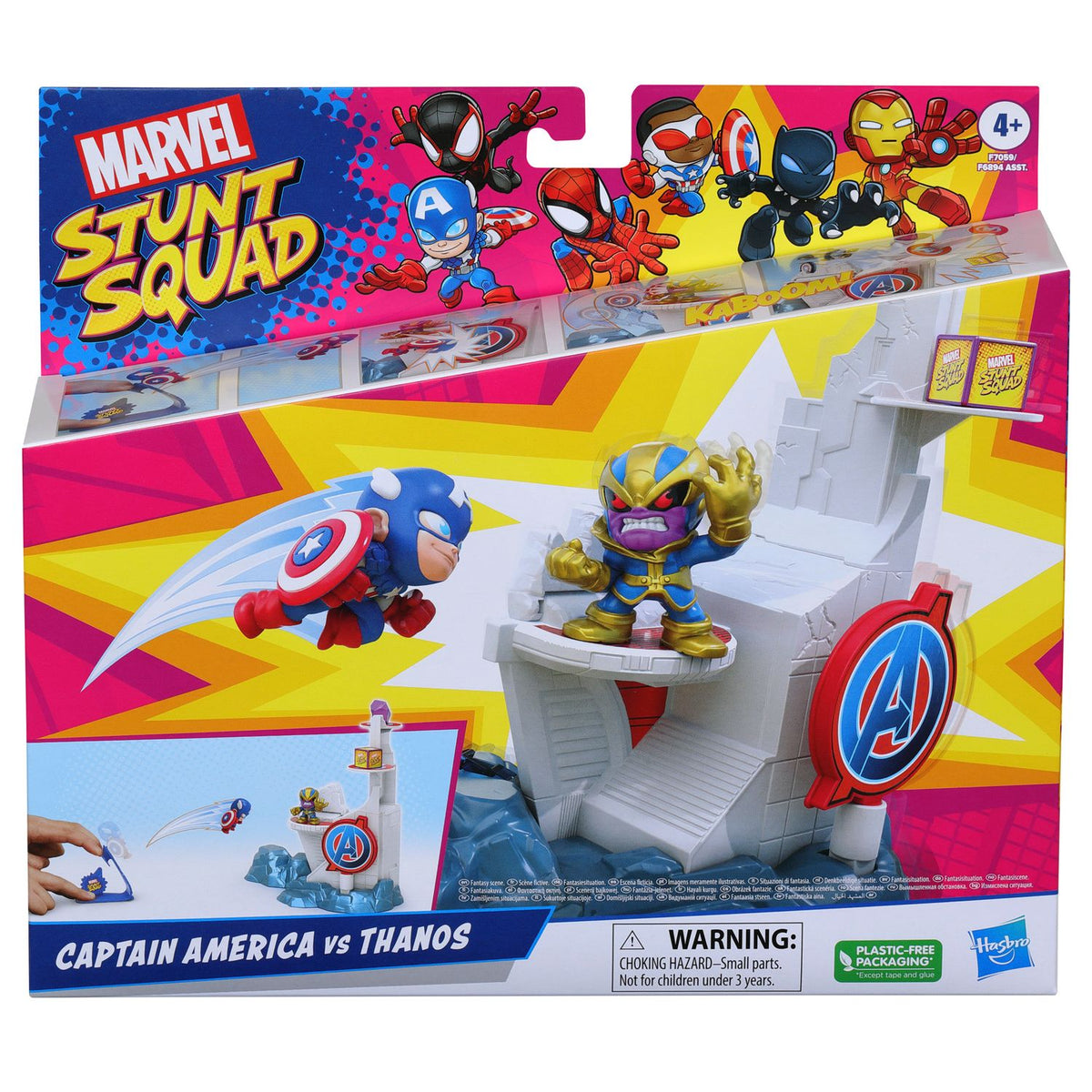 Marvel Stunt Squad – Mini playset – vista y contenido