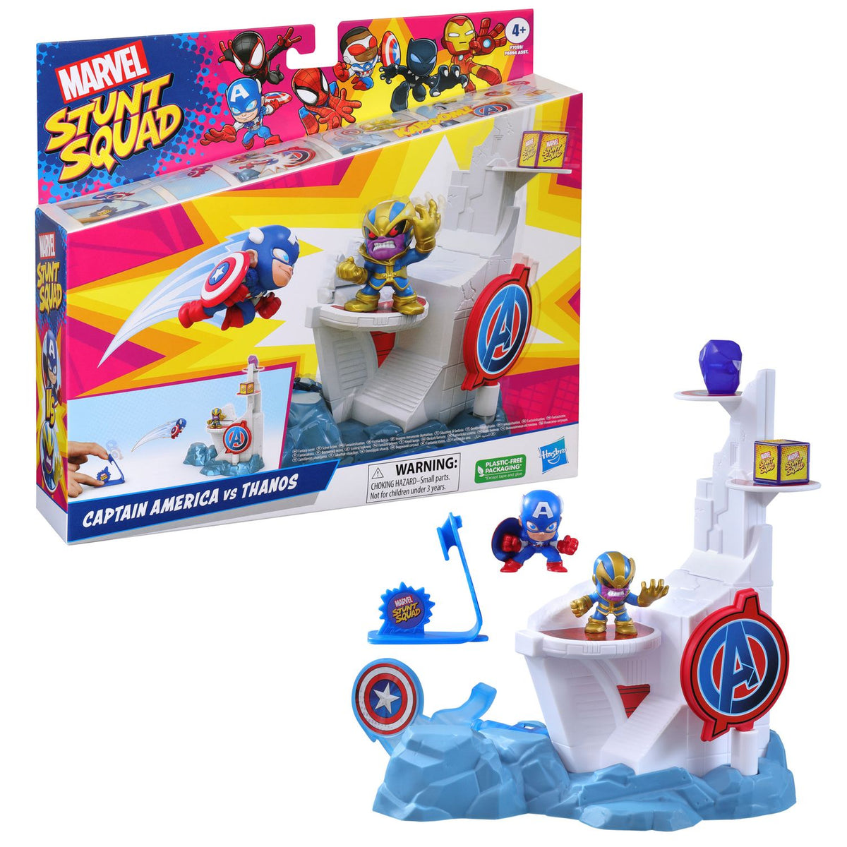 Marvel Stunt Squad – Mini playset – vista y contenido
