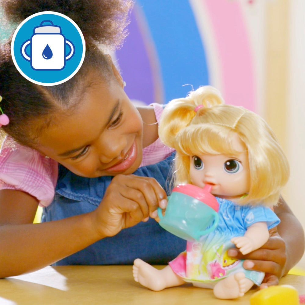 Baby Alive Fruity Sips — muñeca rubia con accesorios