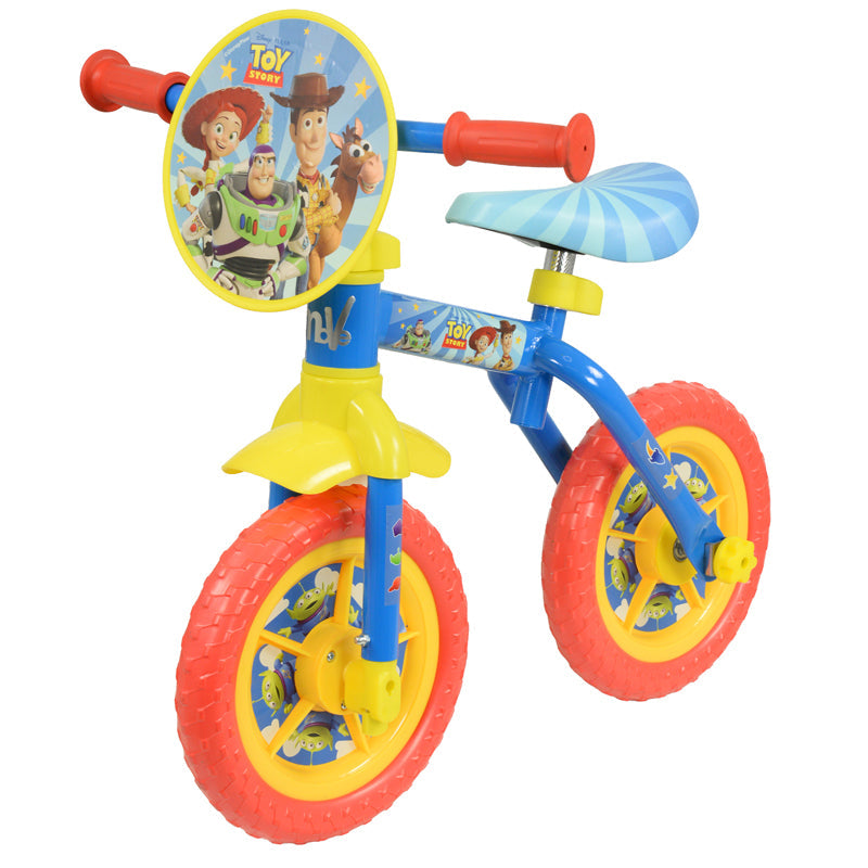 Bicicleta Toy Story configurada sin pedales para practicar el equilibrio