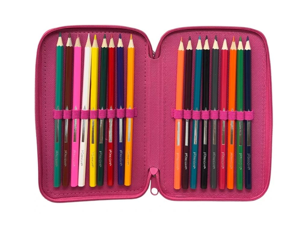 Estuche de 3 pisos Princesas Disney — interior y material incluido