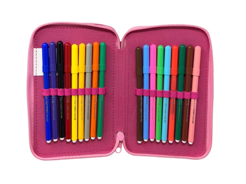 Estuche de 3 pisos Princesas Disney — interior y material incluido