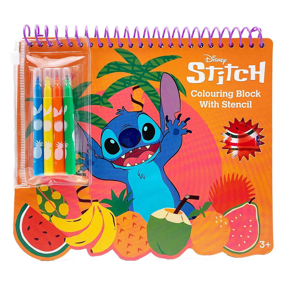 Libro para colorear Stitch con plantillas y cuatro rotuladores