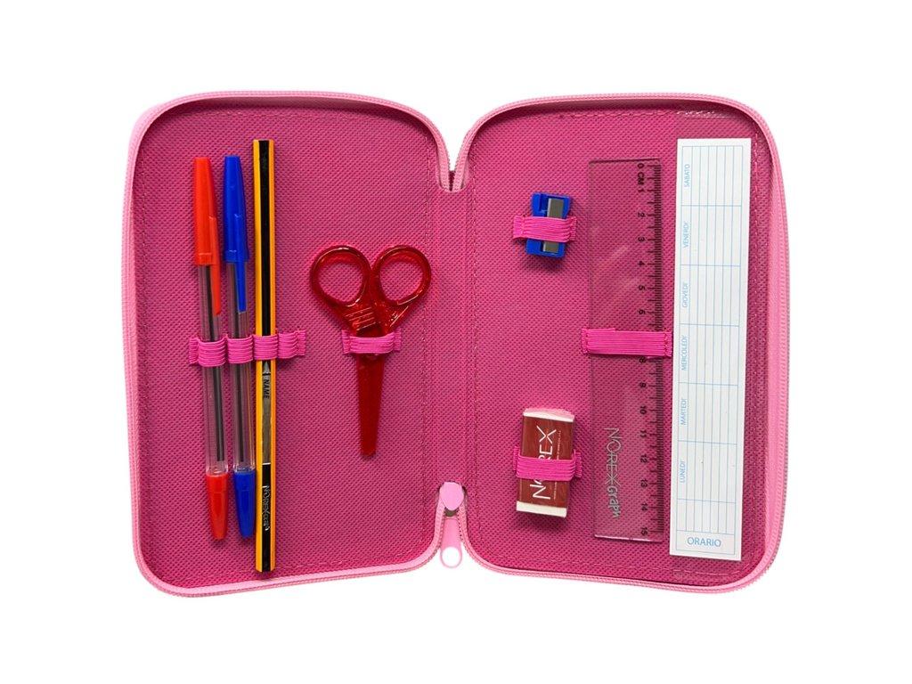 Estuche de 3 pisos Barbie — interior y material incluido