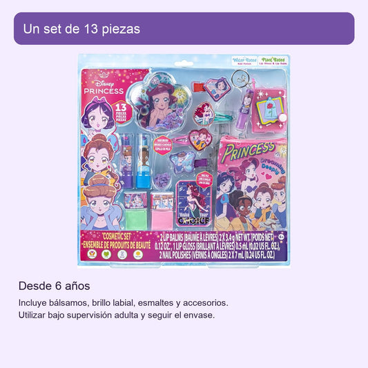 Princesas Disney: set de cosméticos de 13 piezas