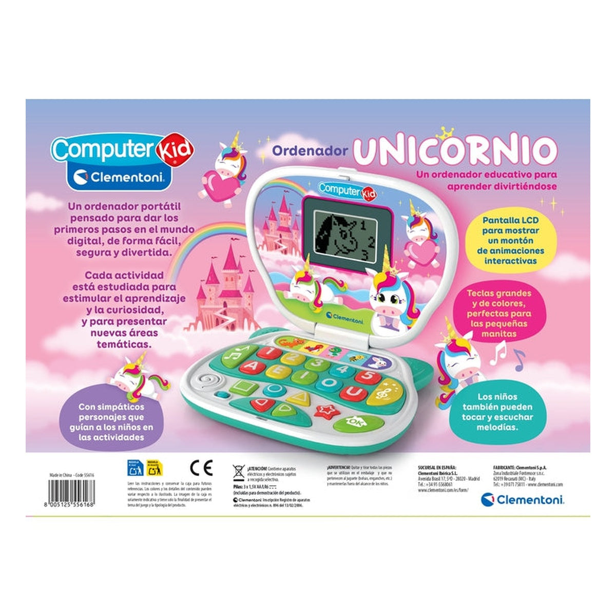 Ordenador educativo Unicornio Clementoni — detalle o uso