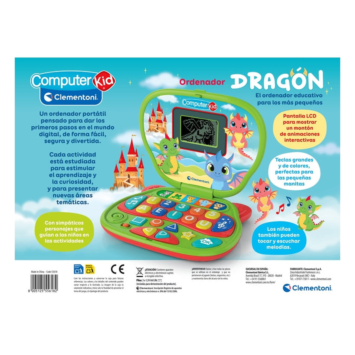Ordenador educativo Dragón Clementoni — detalle o uso
