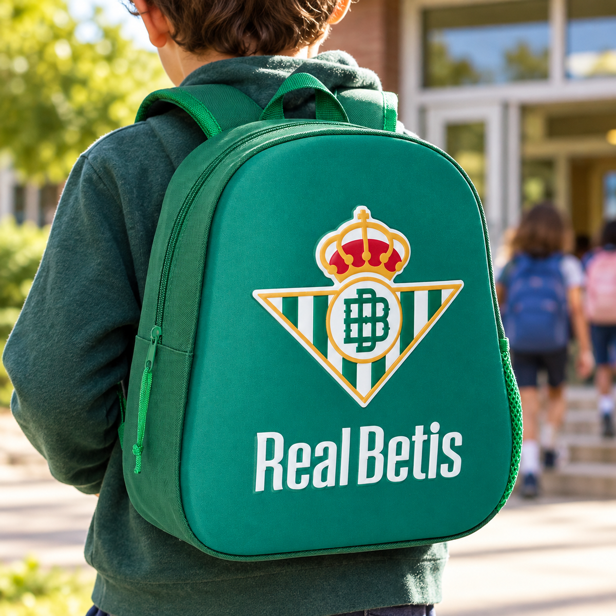 Mochila Real Betis: ejemplo de uso — escena ilustrativa generada con IA