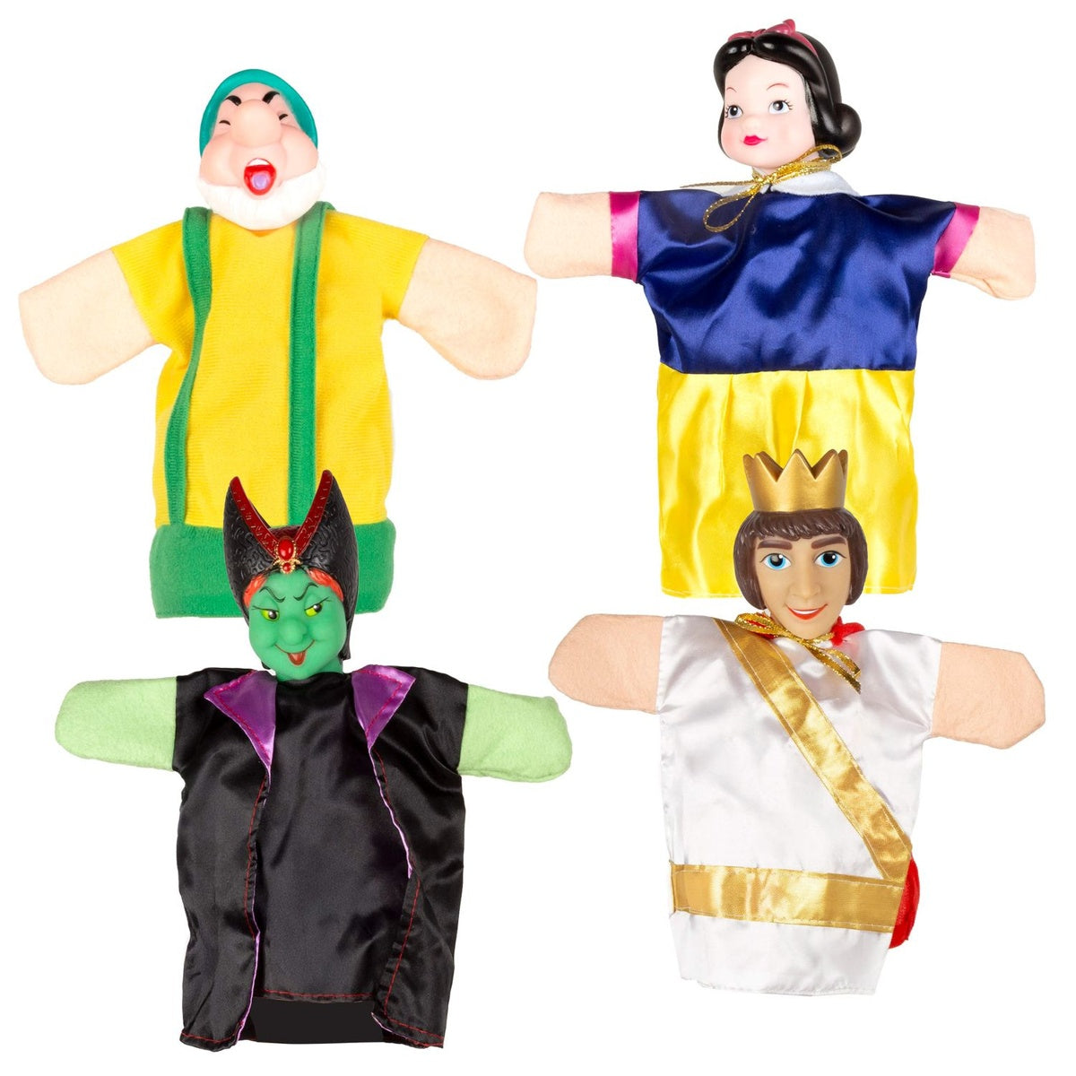 Cucu Show: set de 4 marionetas de Blancanieves, 25 cm