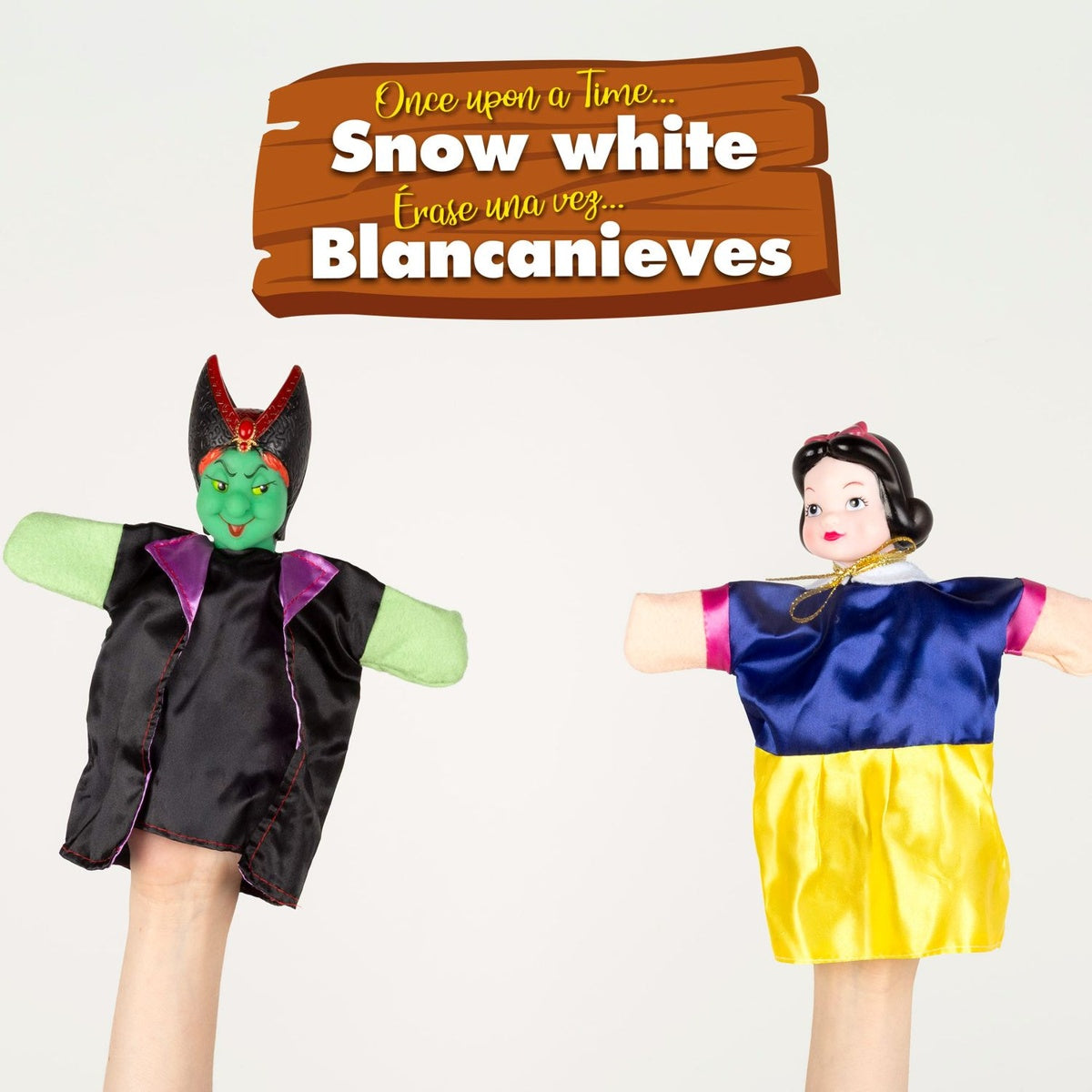 Cucu Show: set de 4 marionetas de Blancanieves, 25 cm