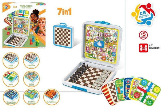 Maletín con 7 juegos de mesa clásicos