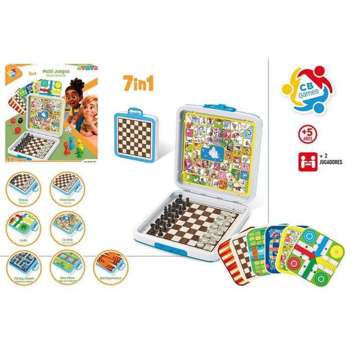 Maletín con 7 juegos de mesa clásicos