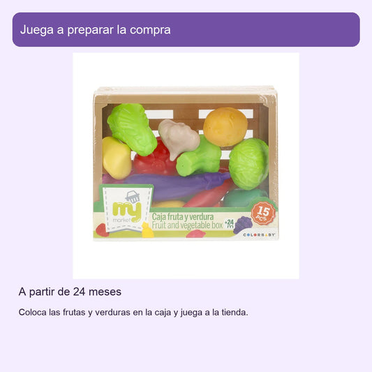 My Market: caja de frutas y verduras de juguete, 15 piezas