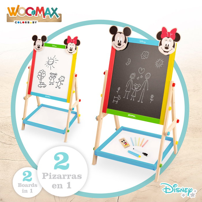 Pizarra de madera Mickey y Minnie 2 en 1 · WOOMAX Disney — detalle