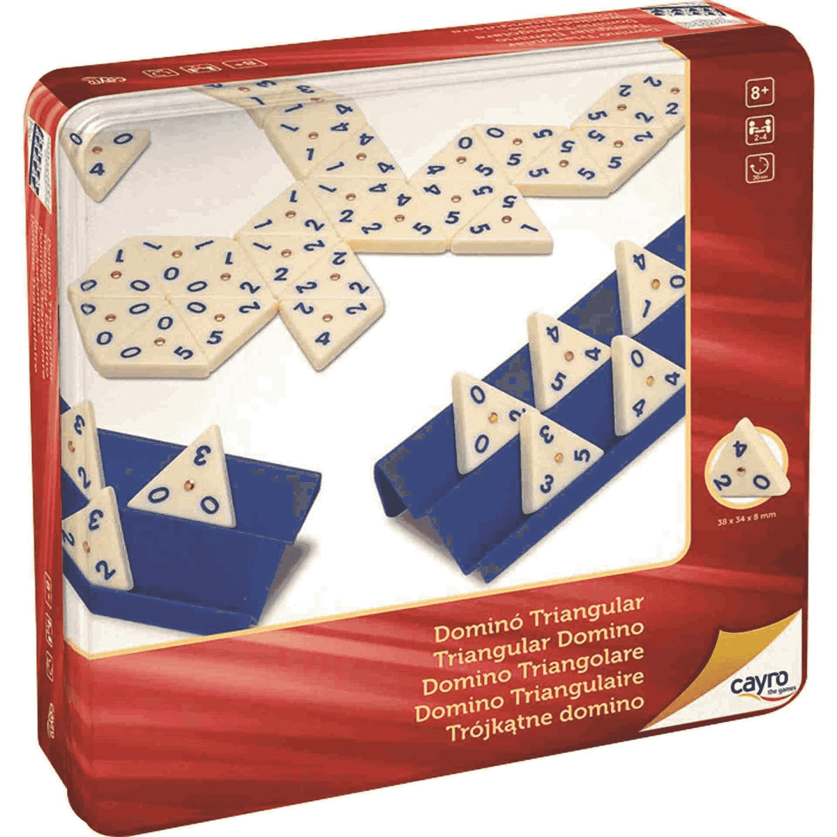 Dominó triangular Cayro en caja metálica