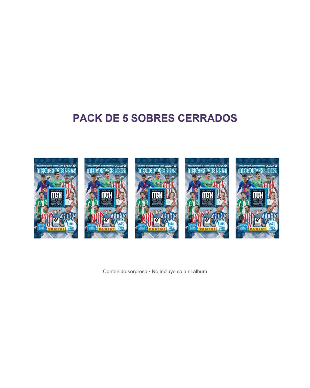 Panini Megacracks 2026/27 — pack de 5 sobres cerrados