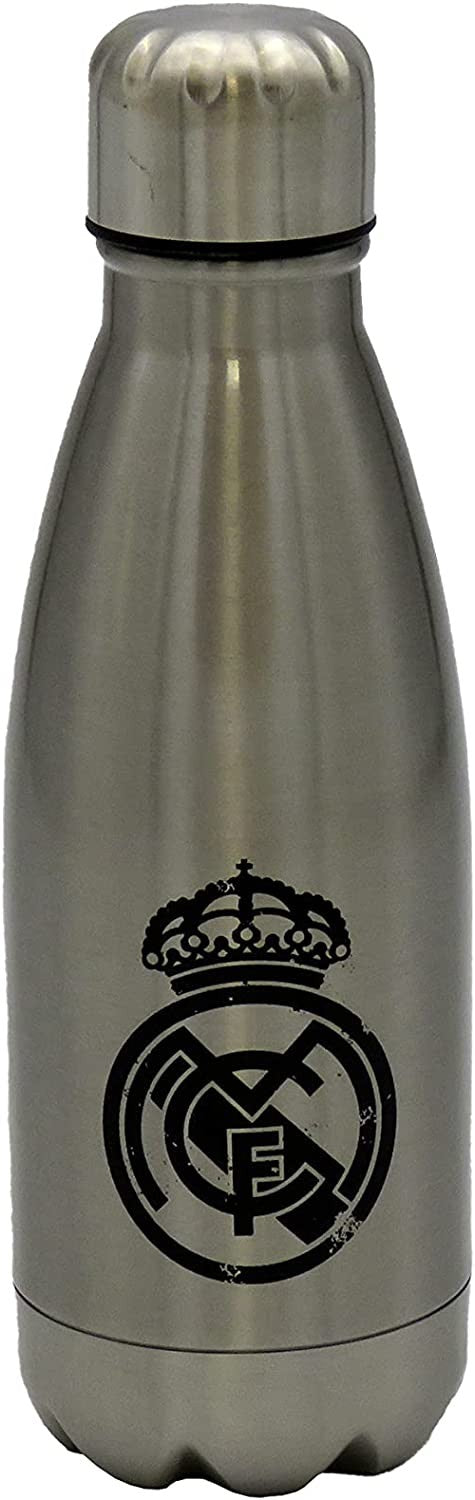 Botella Real Madrid de acero inoxidable plateada · 550 ml
