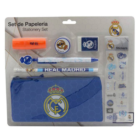 Set de papelería con pegatinas Real Madrid