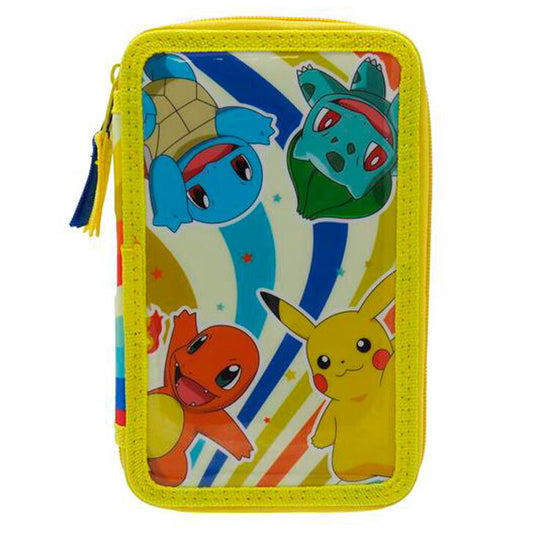 Estuche de 3 pisos con material Pokémon