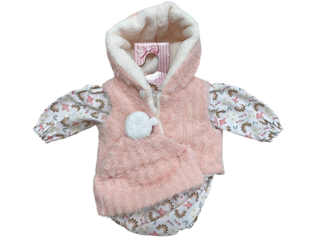 Ropa para muñeca de 46 cm: Chaleco rosa con capucha
