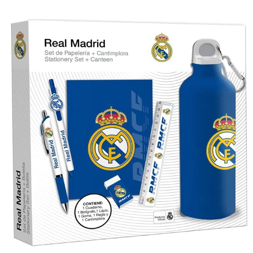 Set de papelería con botella de 650 ml Real Madrid
