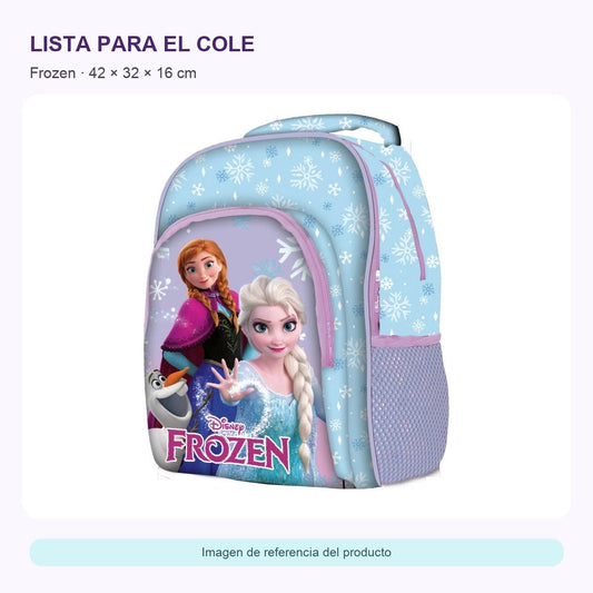 Mochila Frozen grande con triple cremallera — ficha visual elaborada con la fotografía original