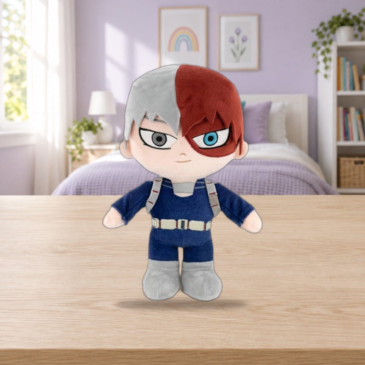 Composición de ambiente con la foto original: Peluche Todoroki · My Hero Academia · 27 cm