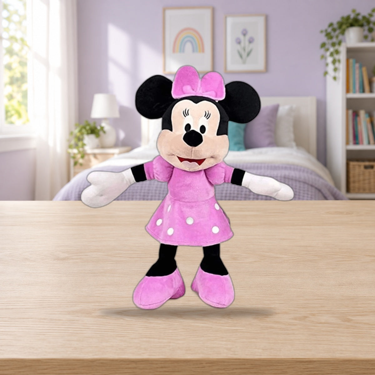 Composición de ambiente con la foto original: Peluche Minnie Mouse Smile – 25,5 cm