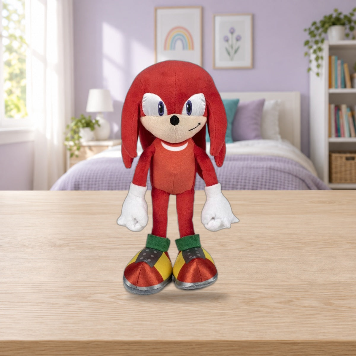Composición de ambiente con la foto original: Peluche Knuckles de Sonic – 44 cm