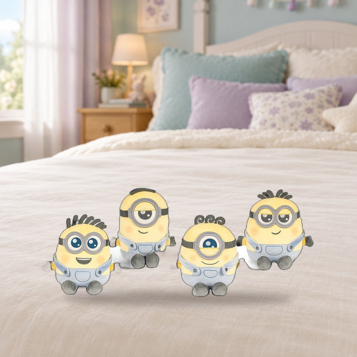 Composición de ambiente con fotografía original: Peluche Minions Kawaii · 23 cm