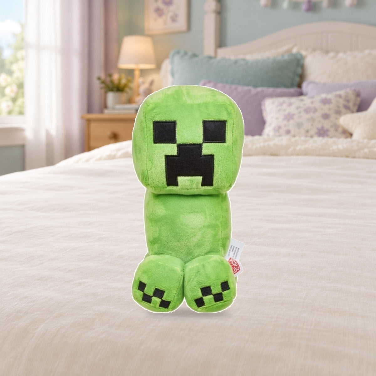 Composición de ambiente con fotografía original: Peluche Minecraft serie 1 – 25–30 cm, 5 modelos