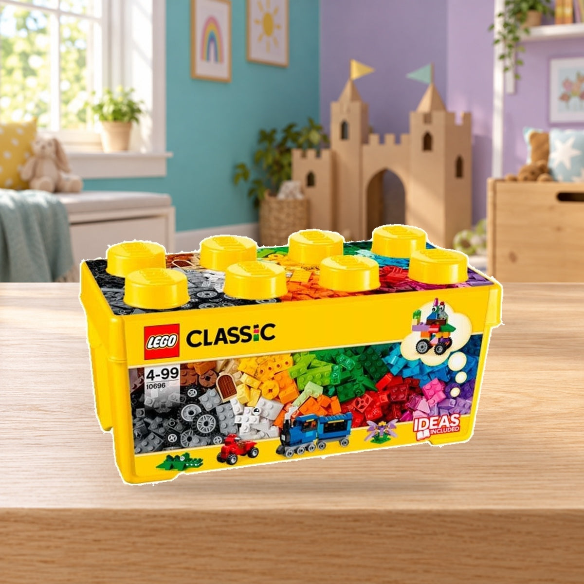 Composición de ambiente con fotografía original: LEGO Classic – Caja de ladrillos creativos mediana (10696)