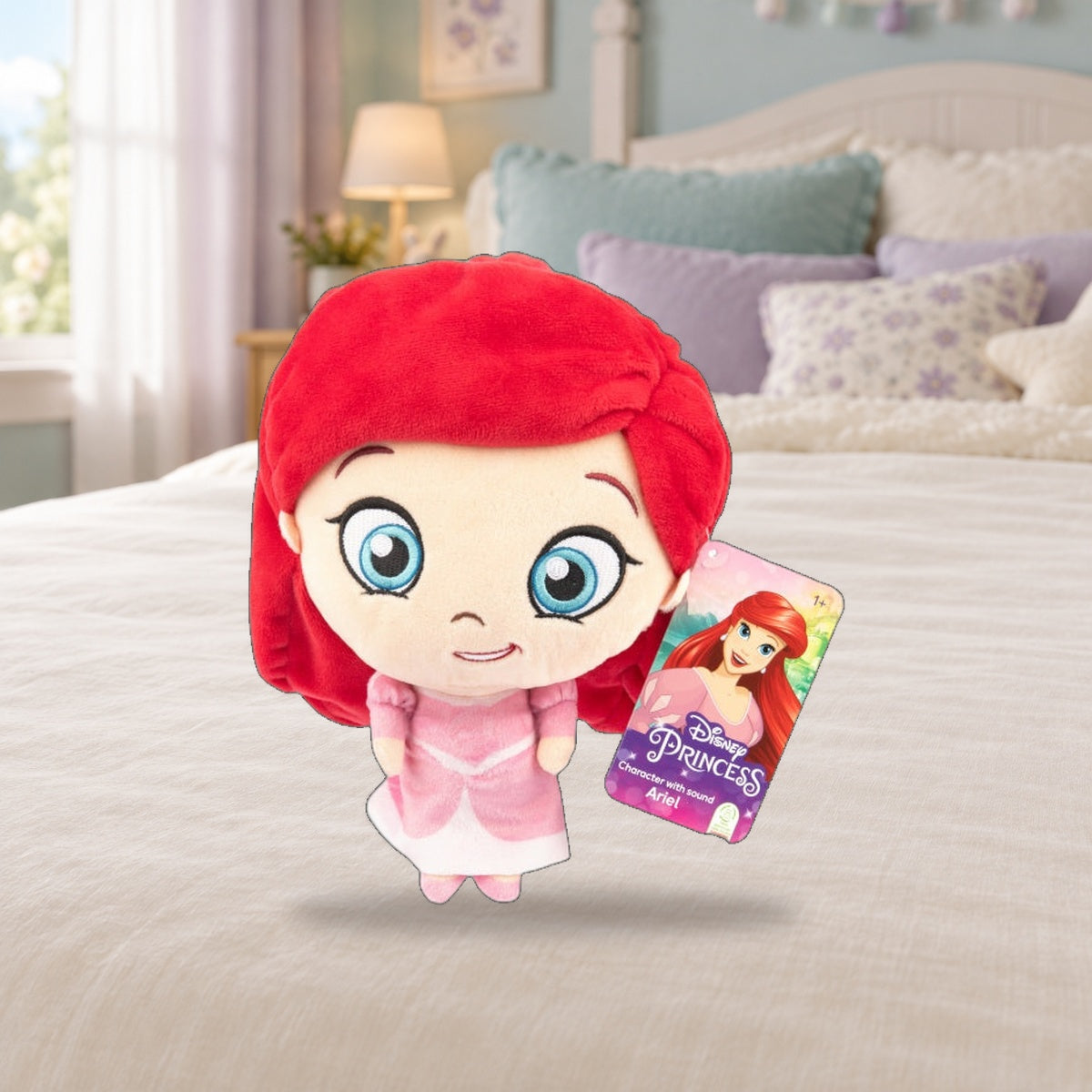 Composición de ambiente con fotografía original: Peluche Ariel con sonido · Disney Princess · 28 cm