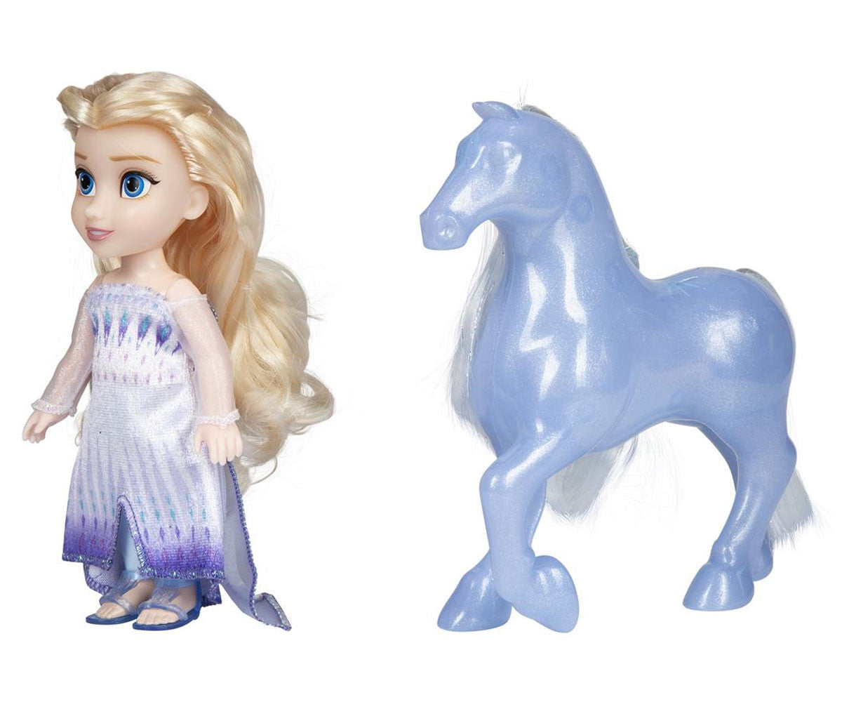 Elsa y Nokk por separado — vista de la muñeca y del caballo